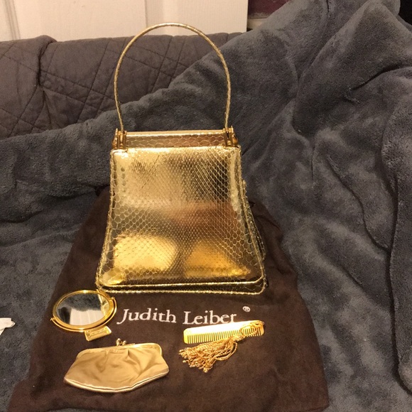 TWO Judith Leiber purses! One silver with crystals. One gold. - Picture 6 of 13